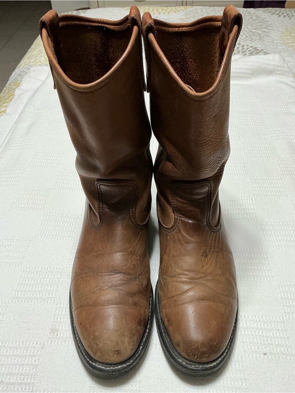 Vintage Red Wing Pecos 1105 Brown Leather Pull On SuperSole Boots USA 1996 8D